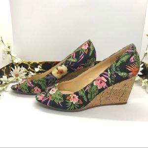 LIZ CLAIBORNE! Cork Wedge Peep toe ~ Size 6.5
